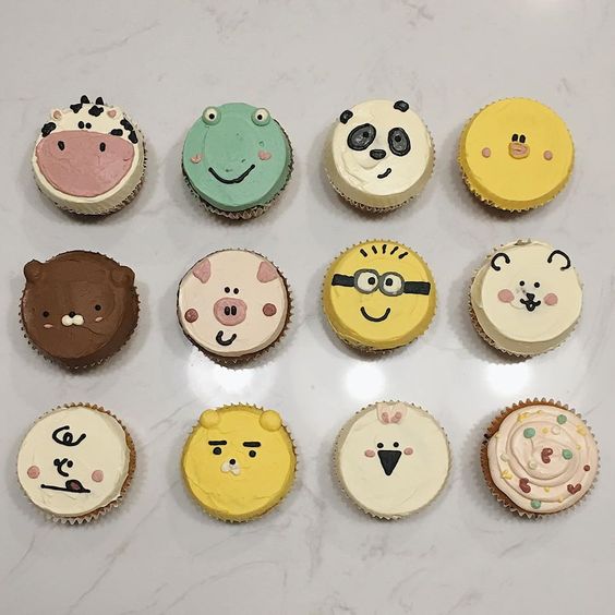 Bánh cupcake vẽ hình động vật ngộ nghĩnh