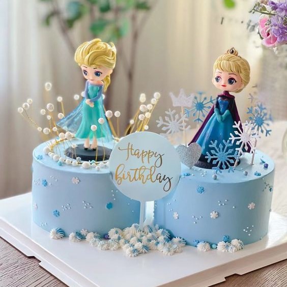 Bánh kem đôi với Elsa và Anna