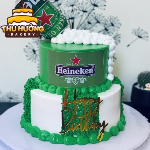 Bánh sinh nhật bia Heineken hai tầng