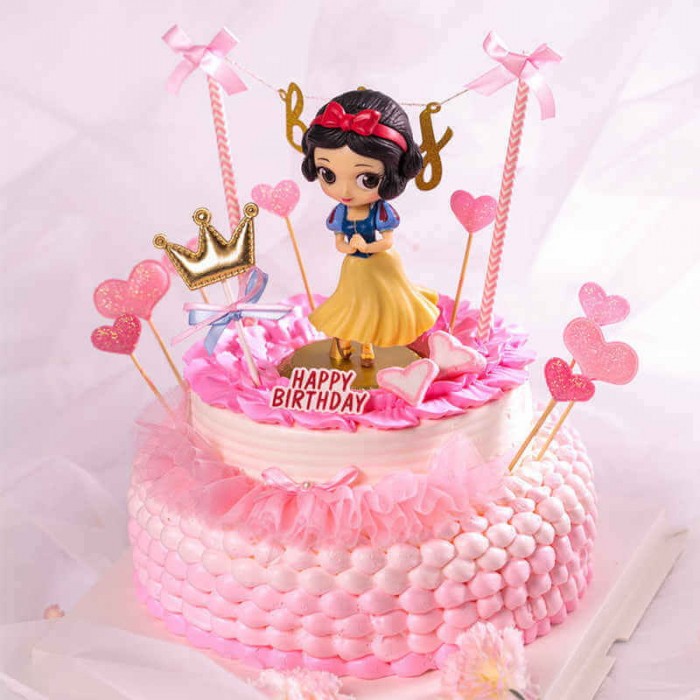 Bánh sinh nhật công chúa Bạch Tuyết tone hồng