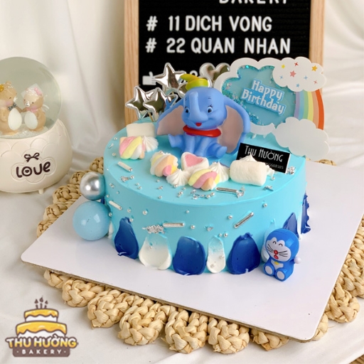 Bánh sinh nhật hình con voi cho bé trai 1 tuổi