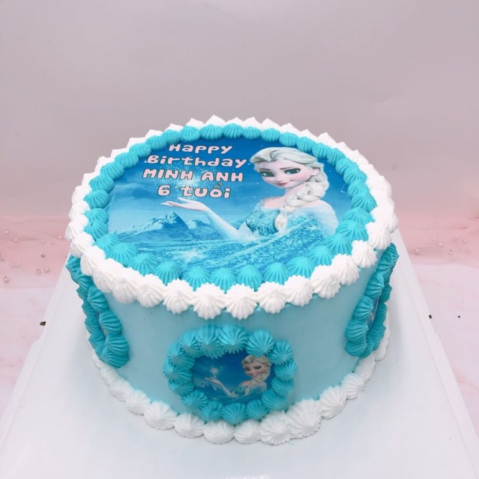 Bánh sinh nhật in hình Elsa đơn giản