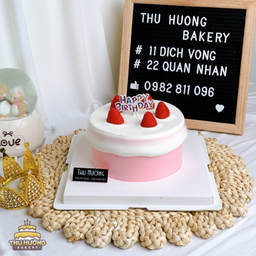 Bánh sinh nhật kem chảy Hàn Quốc màu hồng pastel