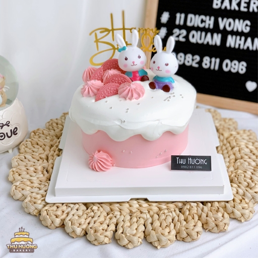 Bánh sinh nhật kem chảy Hàn Quốc thỏ 7 màu