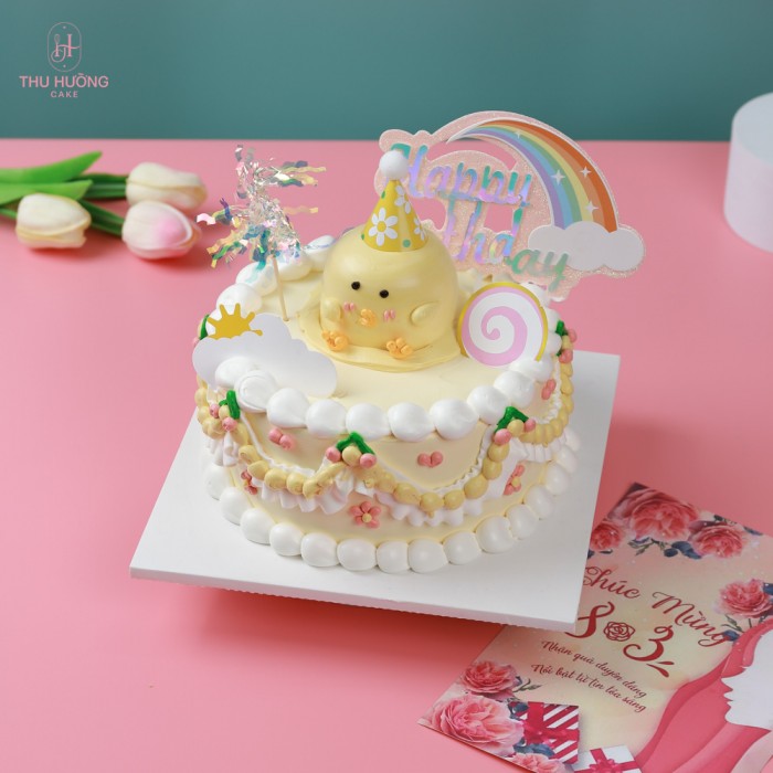 Bánh sinh nhật màu vàng cute
