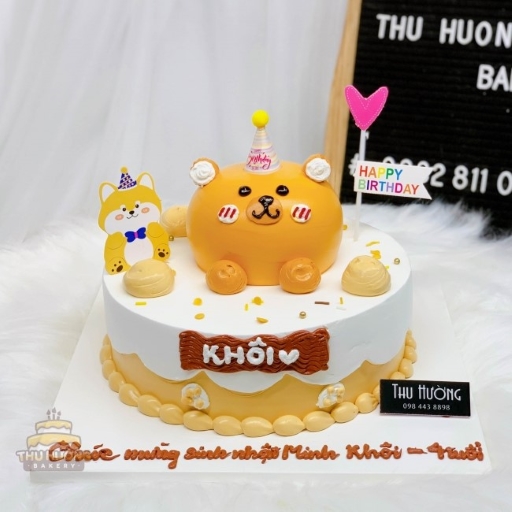 Bánh sinh nhật mô hình gấu bông vàng