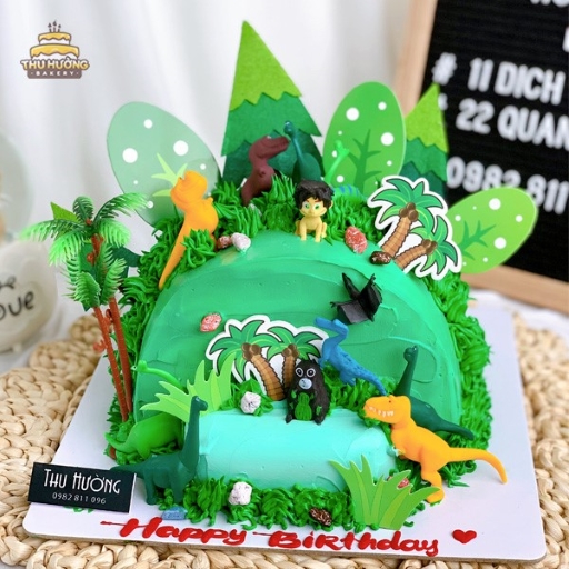 Bánh sinh nhật mô hình ngọn núi decor khủng long