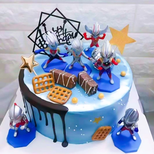 Bánh sinh nhật siêu nhân điện quang màu xanh
