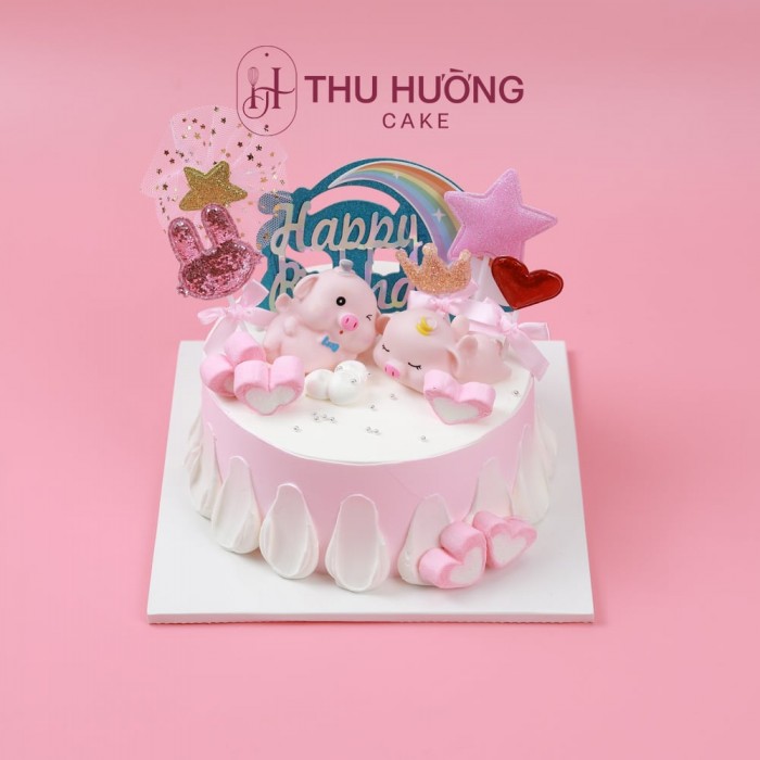 Bánh sinh nhật trang trí con lợn cute