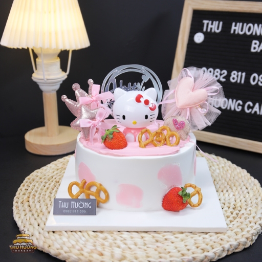 Bánh sinh nhật trang trí mèo Hello Kitty dễ thương
