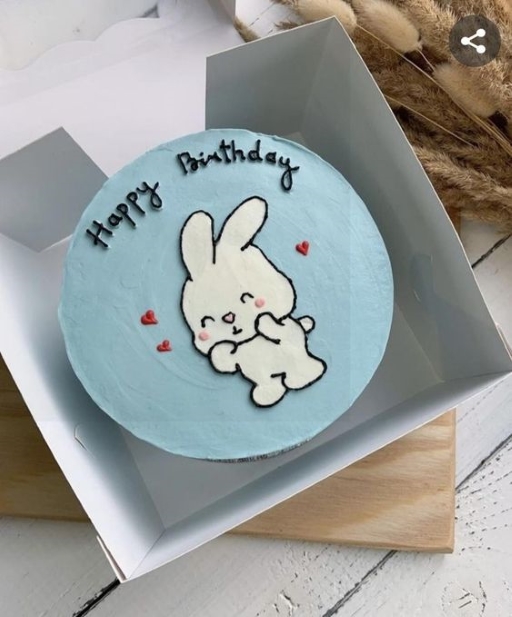 Bánh sinh nhật vẽ con thỏ đơn giản mà dễ thương