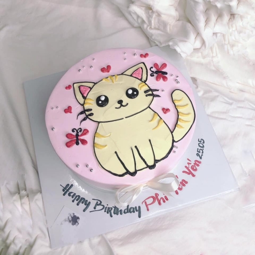 Bánh sinh nhật vẽ hình con mèo cute