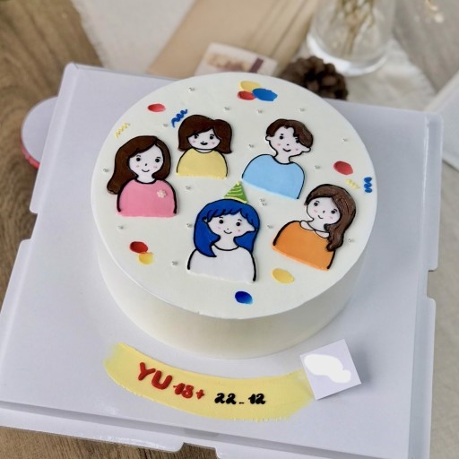 Bánh sinh nhật vẽ hình gia đình 5 người