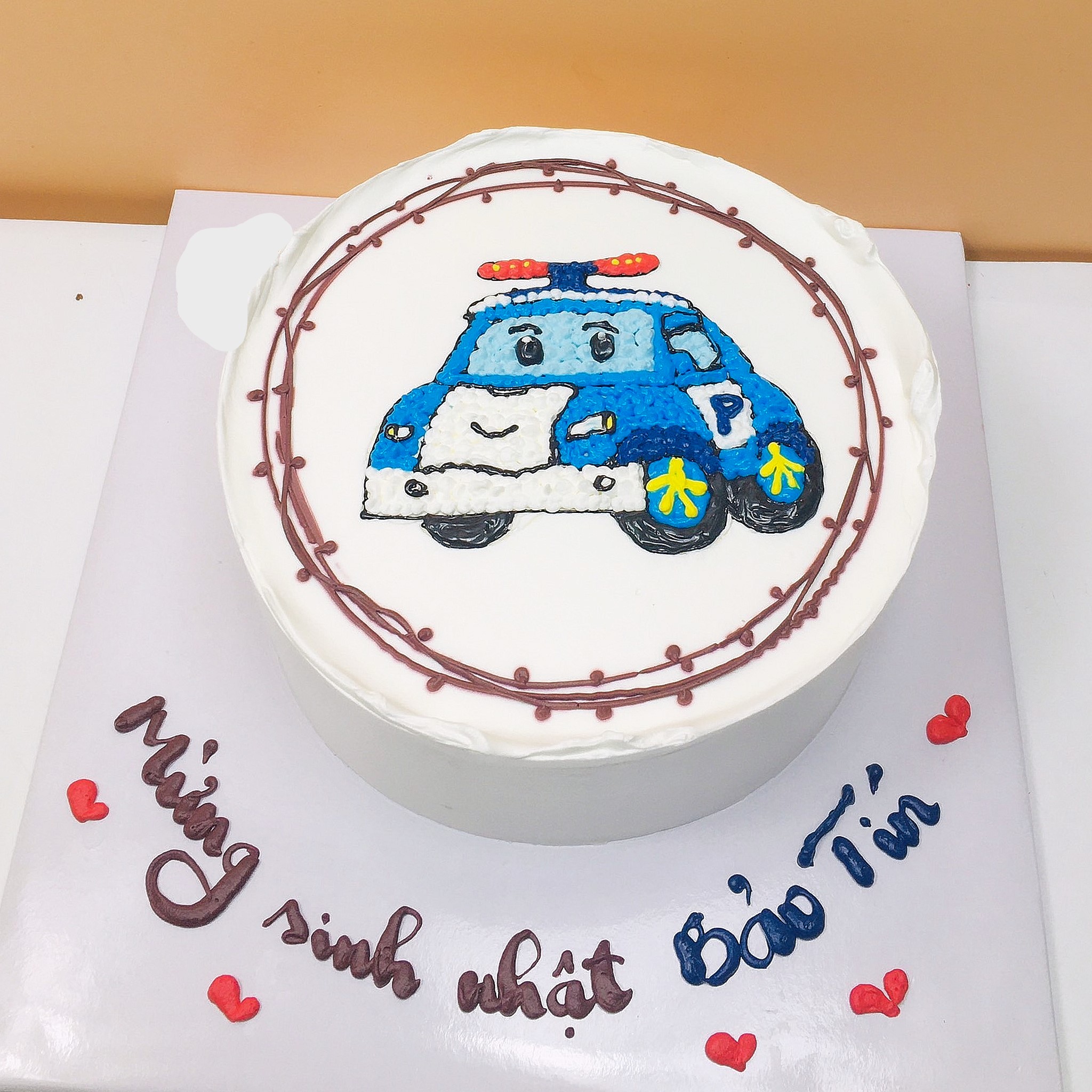 Bánh sinh nhật vẽ ô tô cảnh sát