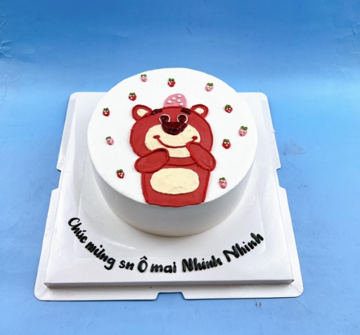 Chiếc bánh sinh nhật đơn giản dễ thương cho ai yêu thích gấu dâu