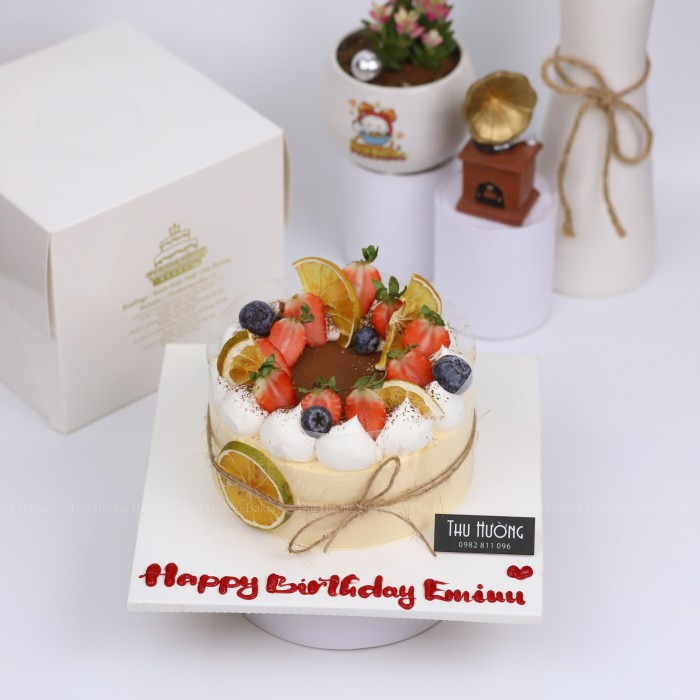 Mẫu bánh sinh nhật tiramisu trang trí bắt mắt với hoa quả