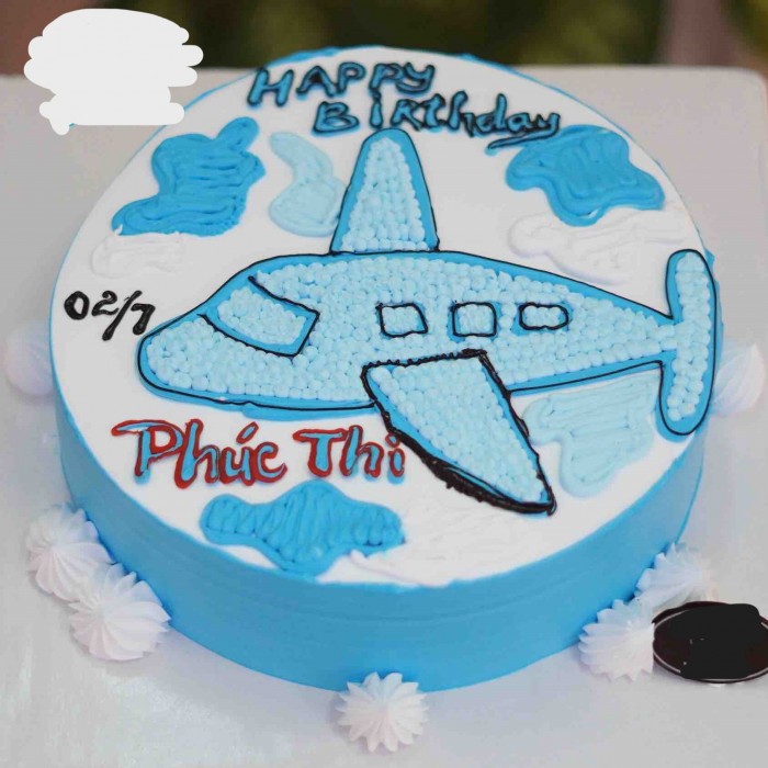 Mẫu bánh sinh nhật vẽ hình máy bay đơn giản