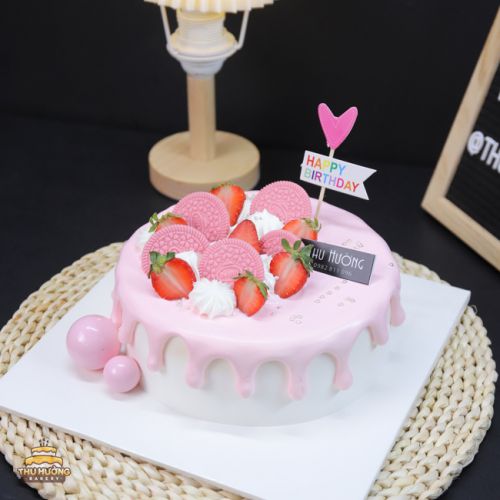 Bánh sinh nhật mini kem chảy trang trí hoa quả -2