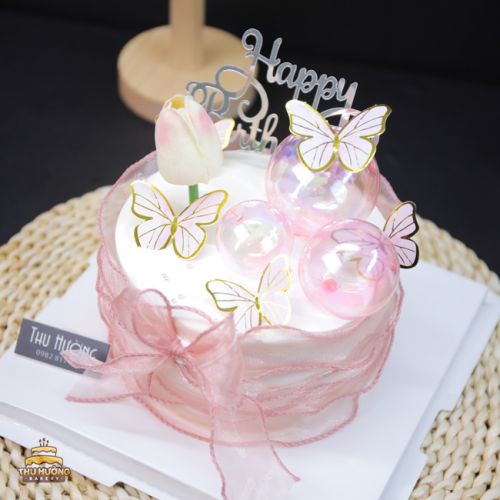 Bánh sinh nhật mini trang trí hoa đơn giản -2