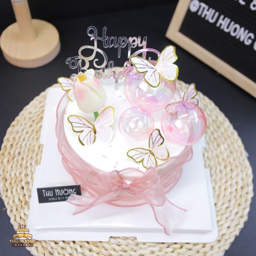 Bánh sinh nhật mini trang trí hoa đơn giản -4