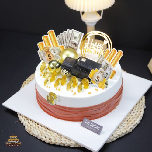 Bánh sinh nhật hai màu tiền tài -2