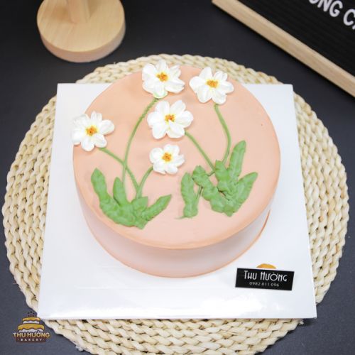 Bánh sinh nhật hoa kem ton nâu -4