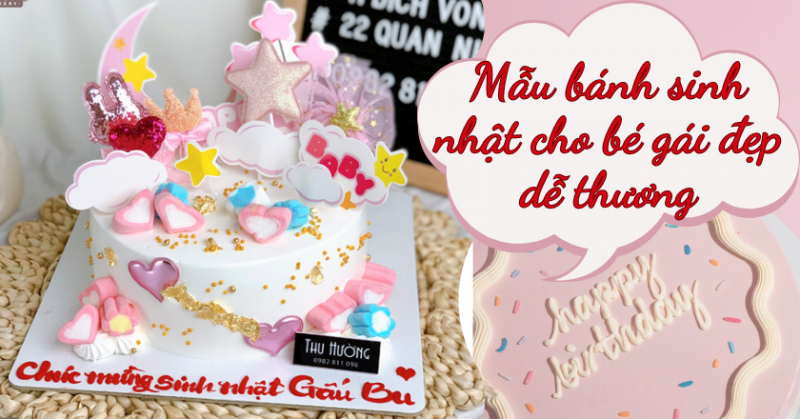 Bánh sinh nhật cho bé gái 1 tuổi | Decor sinh nhật bé gái - Decor Birthday